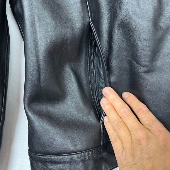 Alpinestars 100% Leather Motorcycle Jacket Womens S Side Zip Pleated Moto Black - Picture 5 of 16